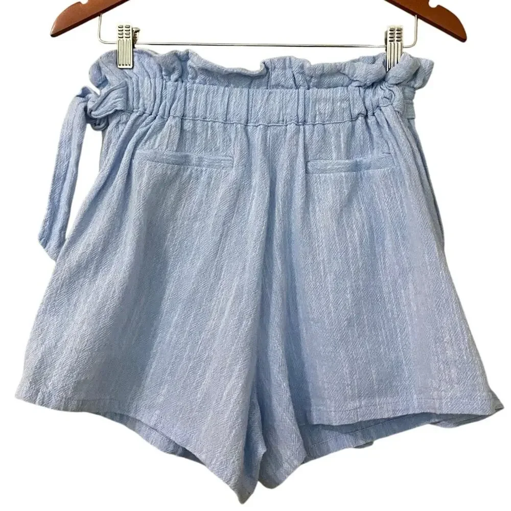 Misa Los Angeles Ania Skort Ruffle Shorts Medium Sky Blue 100% Cotton Preppy